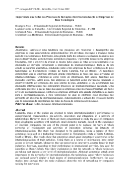 Import&acirc;ncia das Redes nos Processos de Inova&ccedil;&atilde;o e