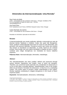Dimens&otilde;es da Internacionaliza&ccedil;&atilde;o: Uma Revis&atilde;o
