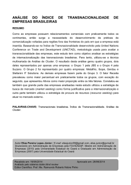 an&aacute;lise do &iacute;ndice de transnacionalidade de empresas brasileiras
