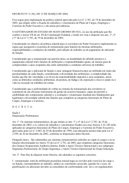 DECRETO N&ordm; 11.562, DE 12 DE MAR&Ccedil;O DE 2004. Fixa regras para