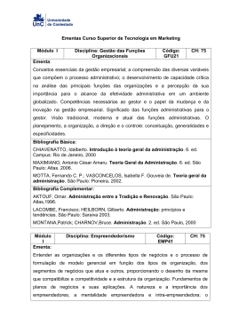 Ementas Curso Superior de Tecnologia em Marketing M&oacute;dulo I