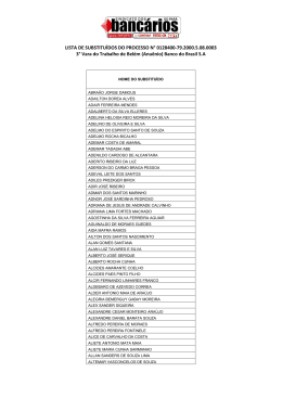 LISTA DE SUBSTITU&Iacute;DOS DO PROCESSO N&deg; 0128400