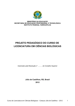 PPC Licenciatura em Ci&ecirc;ncias Biol&oacute;gicas
