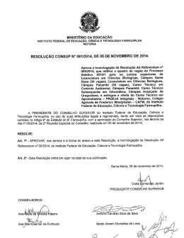 Resolu&ccedil;&atilde;o n&ordm; 061/2014 - Instituto Federal de Educa&ccedil;&atilde;o, Ci&ecirc;ncia e