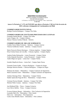 Anexo I &agrave; Portaria n&ordm; 1.172, de 07.05.2015, que altera a