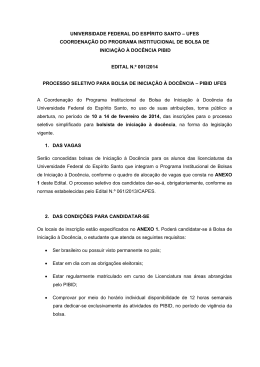 Edital PIBID N&ordm; 001/2014