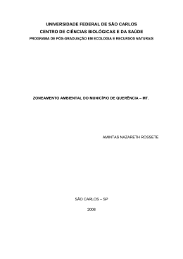 Zoneamento ambiental do munic&iacute;pio de Quer&ecirc;ncia MT