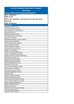 Lista de candidatos aprovados na triagem Uberlândia Cargo