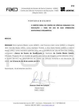 Designa Banca de Qualificação de Mestrado de Camila Ribeiro