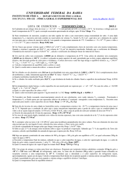 Lista-IV Termodin&acirc;mica - Instituto de F&iacute;sica da UFBA