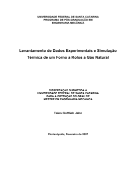 Levantamento de Dados Experimentais e Simula&ccedil;&atilde;o T&eacute;rmica
