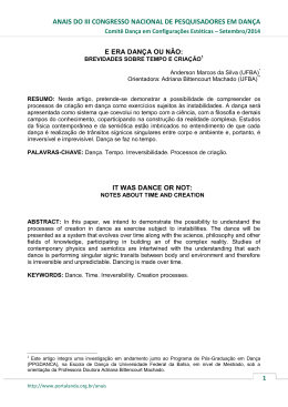 e era dan&ccedil;a ou n&atilde;o: brevidades sobre tempo e cria&ccedil;&atilde;o