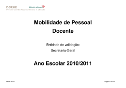 Mobilidade de Pessoal Docente Ano Escolar 2010/2011