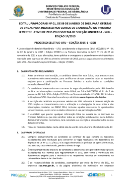 Edital UFU/SiSU 2015 - Diretoria de Processos Seletivos