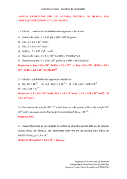 Equil&iacute;brio de Solubilidade