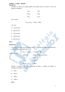 Exercícios de Revisão | Química | Colégio João Paulo I