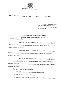 Fixa o Efetivo da Polícia Militar para o exercício de 1963