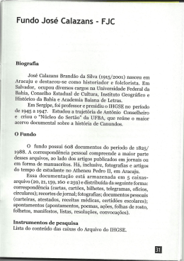 Fundo Jos&eacute; Calazans - FJC - instituto hist&oacute;rico e geografico de