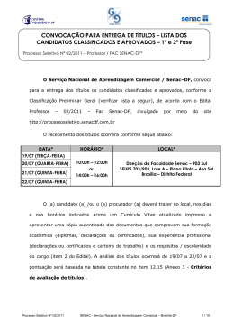 CONVOCA&Ccedil;&Atilde;O PARA ENTREGA DE T&Iacute;TULOS