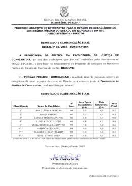 Resultado e Classifica&ccedil;&atilde;o Final - Minist&eacute;rio P&uacute;blico