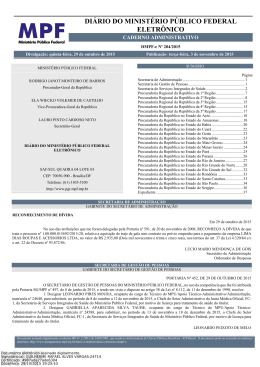 Publicada no DMPF-e, Bras&iacute;lia, DF, 3 nov. 2015. Caderno
