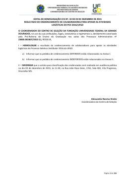 Edital de Homologa&ccedil;&atilde;o CCS n&ordm; 43 - Centro de Sele&ccedil;&atilde;o