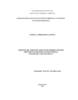 Projeto de aproveitamento de res&iacute;duo s&oacute;lido org&acirc;nico com gera&ccedil;&atilde;o