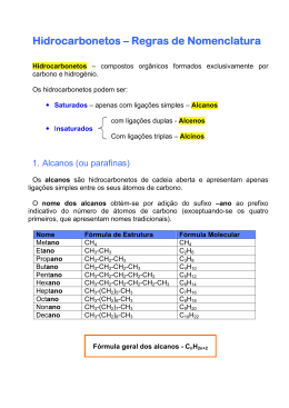 Hidrocarbonetos – Regras de Nomenclatura