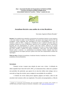 Jornalismo literário: uma análise da revista Brasileiros