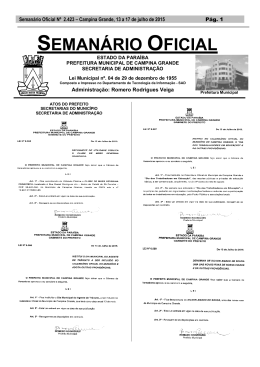 Seman&aacute;rio Oficial N&ordm; 2.423 - Prefeitura Municipal de Campina Grande