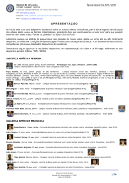 Informa&ccedil;&otilde;es da &Eacute;poca 2014/2015