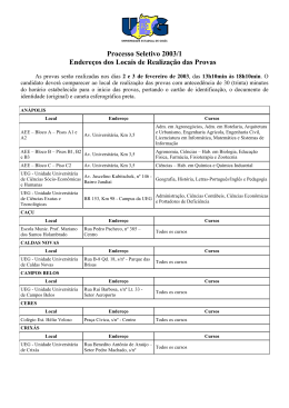 Processo Seletivo 2003/1 Endere&ccedil;os dos Locais de