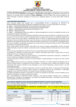 O Prefeito Municipal de Salvaterra, no uso de suas