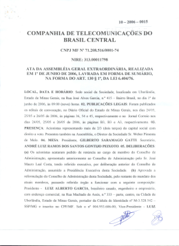 COMPANHIA DE TELECOMUNICAÇÓES=DO BRASIL CENTRAL
