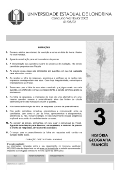 Provas de Hist&oacute;ria, Geografia e Franc&ecirc;s - Cops