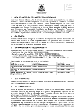 Licita&ccedil;&atilde;o n&ordm; 005/2010 - Assembleia Legislativa do Estado do
