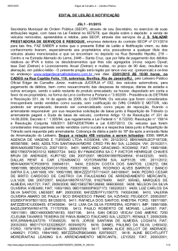 EDITAL DE LEILÃO E NOTIFICAÇÃO JSL1 01/2015 Secretaria