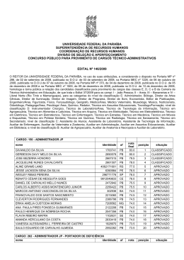 Edital de Homologa&ccedil;&atilde;o - Universidade Federal da Para&iacute;ba