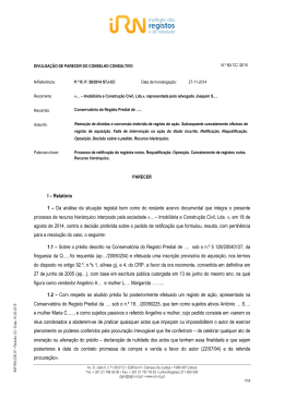 I &ndash; Relat&oacute;rio 1 &ndash; Da an&aacute;lise da situa&ccedil;&atilde;o registal bem como do