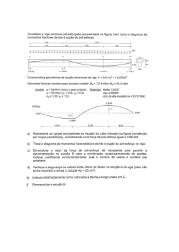 Considere a viga contínua pré-esforçada representada na ﬁguraI