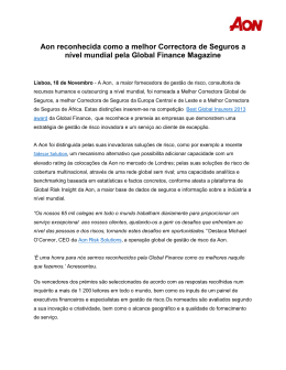 Aon reconhecida como a melhor Correctora de Seguros a nível