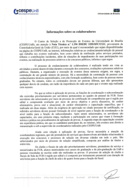 Informa&ccedil;&otilde;es sobre colaboradores - CESPE / UnB