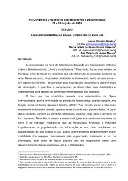 A BIBLIOTECONOMIA NA BAHIA: O DESAFIO DE EVOLUIR