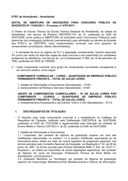 ETEC de Hortol&acirc;ndia &ndash; Hortol&acirc;ndia EDITAL DE ABERTURA DE