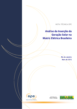 An&aacute;lise da Inser&ccedil;&atilde;o da Gera&ccedil;&atilde;o Solar na Matriz El&eacute;trica