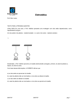Exerc&iacute;cios de Eletrost&aacute;tica 3&ordm; Ano