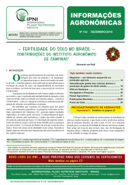 Fertilidade do Solo no Brasil - International Plant Nutrition Institute