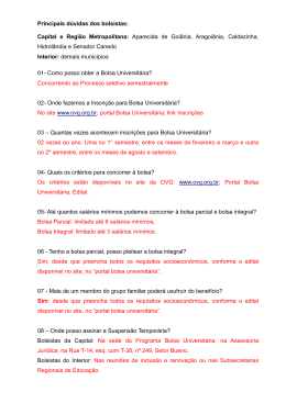 Principais d&uacute;vidas dos bolsistas: