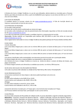 EDITAL DO PROCESSO SELETIVO PARA BOLSA DE ESTUDO DO