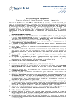Processo Seletivo 2º semestre/2014